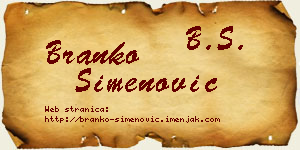 Branko Simenović vizit kartica